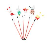 INOOMP Lot de 5 Jouets pour Chats Bâtonnets à Taquiner de Noël Père Noël, Sapin, Botte, Renne et Cloche, Accessoires Interactifs pour Chatons et Jeux D'intérieur