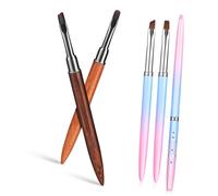 INOOMP Lot De 5 Pinceaux à Ongles En Bois, Tête Ronde Plate Coudée, Brosse De Nettoyage Pour Nail Art, Manucure Professionnelle Et Usage Maison, Outils Pinceaux Pour Vernis Et Dessin Ongulaire