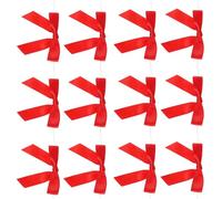 INOOMP Lot de 50 Mini Nœuds Rouges en Polyester Fil D’Ajustement, Nœuds Décoratifs Transparents 1,5 Cm pour Bricolage, Emballage Présent, Décoration Mariage et Fêtes