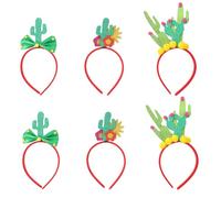 INOOMP Lot de 6 Bandeaux Cactus Vert et Nœud pour Fête Cinco de Mayo, Accessoires Cheveux Carnaval Mexicain, Serrage-têtes Décoratifs pour Anniversaire et Événements Tropicaux,