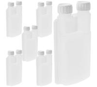 INOOMP Lot de 6 Bouteilles en Plastique Blanc 250ml avec Doseur 20ml et Bouchon Étanche Anti-débordement pour Voyages, Fêtes et Événements Musicaux