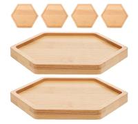 INOOMP Lot de 6 Dessous de Verre en Bambou pour Plantes : soucoupes hexagonales pour Pots de Fleurs, bacs à Eau, pour Plantes succulentes d'intérieur, bonsaï, jardinière décorative, Plateau