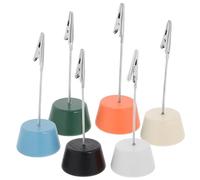 INOOMP Lot de 6 Porte-mémos avec Pince Crocodile en Fil D’acier, Socle en Bois Cubique, Mini Porte-carte Bureau, Support pour Pinces à Photos, Porte-numéros de Table Couleur Aléatoire