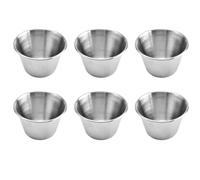 INOOMP Lot de 6 Tasses de Sauce à Salade en Acier Inoxydable Argenté, Design Simple et Moderne, Profondes et Larges Mélange Uniforme, pour Pique-niques et Restaurants