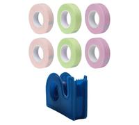 INOOMP Lot de 7 Bandes Adhésives pour Extensions de Cils, Rubans en Tissu Pe Non Tissé Multicolores avec Coupe-bande Bleu Foncé, Isolant pour Pose Professionnelle et Maquillage