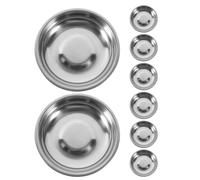 INOOMP Lot de 8 Assiettes à Sauce Rondes en Acier Inoxydable Argenté, Durabilité Renforcée, Supporte Sauces Épaisses, pour Crèches et Maternelles