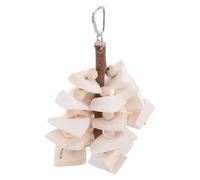 INOOMP Mâcher Suspendu pour Perroquets et Perruches en Bois Naturel Non Traité, Bâtonnet de Dentition Interactif Ficelle, D’enrichissement pour Entretien du Bec Stress, Compatible Toutes
