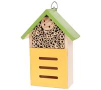 INOOMP Maison en Bois pour Insectes Décorative Jardin Écologique Verte, Cabane Extérieure Refuge Abeilles, Ruche Naturelle pour Pollinisation et Biodiversité, Ornement Jardin Solide