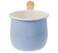 INOOMP Marmite à Lait Émail Bleu 10 Cm Petite Casserole Antiadhésive Poignée Ergonomique pour Bébé Cuisine Maison, Ustensile Multifonction pour Mijoter Soupes, Cuire Lait et Sauces