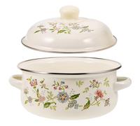 INOOMP Marmite à Soupe Émaillée Multifonctionnelle en Émail Résistant Haute Température Répartition Uniforme Chaleur pour Cuisson Maison et Cuisson Gaz