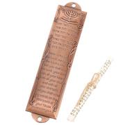 INOOMP Mezouza en Alliage Métal Vintage 132mm Rouge Cuivre, Décoration de Maison Mezouza de Prière, Plaque Décorative Juive pour Porte, Symbole Religieux et Bénédiction Familiale