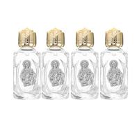 INOOMP Mini Bouteilles en Verre Motif Fleur de Rose Doré 16ml Lot de 4 Faciles à Nettoyer, Taille Voyage pour Célébrations Spéciales et Pèlerinages