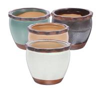 INOOMP Mini Jardinières en Céramique Design Compact et Original 4pcs pour Cactus et Succulentes pour Étagères et Bureaux