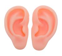 INOOMP Modèle D'oreille en Silicone Souple pour Pratique du Piercing, Réutilisable et Facile à Nettoyer, Présentoir à Bijoux Rose, Modèle Gauche et Droit