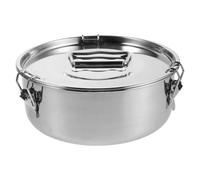 INOOMP Moule à flan en acier inoxydable : petit moule à flan en métal de 1,5 L avec couvercle et poignée, à cuisson au bain- et cuiseur vapeur pour pudding, cheesecake et cupcakes.
