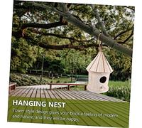 INOOMP Nichoir Suspendu Bois Naturel Forme Tour pour Petits Oiseaux Abri Confortable pour Perruches Et Canaris Décoration Jardin Et Balcon Extérieure Jaune