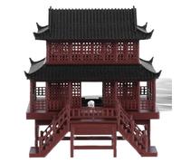 INOOMP Ornement de Chinois pour Aquarium et Jardin Zen, Modèle Miniature en Pla Marron, Double Usage Eau et Terre, Architecture Ancienne Stable, Décor Paisible