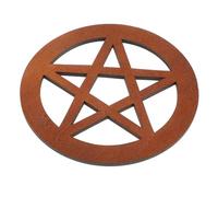 INOOMP Ornement Pentagramme Bois Tuile Sculptée 12X12Cm Décoration Intérieure et Accessoires pour Lieux Sacrés Cérémonies Wicca Pagan et Tables de Fête