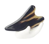 INOOMP Outil de Massage par Raclage en Corne Naturelle, 11 Cm, Forme Cœur Noire à Motif Floral, Multifonction pour Soin du Visage Corps, Raclage Peau, Massage Trigger Points, Usage Spa