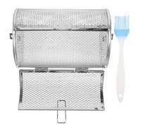 INOOMP Panier à Griller Roulant en Acier Inoxydable, avec Brosse | Accessoire pour Four Rôtissoire, Cuisson Uniforme des Aliments, Usage la Cuisine, Argenté, Plastique Couleur Aléatoire