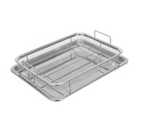 INOOMP Panier de Cuisson 2 Pièces en Acier Inoxydable | Compact et Facile à Transporter, Usage Intérieur et Extérieur, pour Bacon et Frites, Plateau Viande