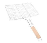 INOOMP Panier de Grillade Barbecue Fer pour Poisson et Viande avec Poignée Anti-brûlure Confortable pour Burger Steak et Légumes Accessoire Pratique pour Barbecue Plein Couleur Aléatoire