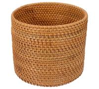 INOOMP Panier de Rangement Tressé en Rotin Imitation, Corbeille Ronde Moyenne Multifonction pour Bureau et Maison, Panier à Articles Divers Naturel et Décoratif, Poubelle D’appoint