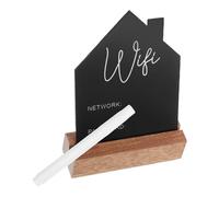 INOOMP Panneau de Mot de Passe Wi-fi en Bois Forme Maison Noir avec Stylo Effaçable, Pratique et Esthétique pour Décoration Maison et Chambre D'hôtes