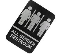 INOOMP Panneau Indicateur Toilette en Braille Unisexe en Abs Noir, Facile à Fixer et Résistant, pour Décoration Murale Salle de Bain Accessible aux Personnes Aveugles