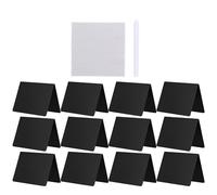 INOOMP Panneaux de Table en Plastique Noir de V Surface Effaçable, Supports de Présentation pour Étiquettes de Vente au Détail et Fournitures de Restauration