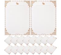 INOOMP Papier à Lettres Ancien Vintage Blanc 50 Feuilles pour Écriture Fluide et Pratique de Calligraphie, Correspondance Création Artistique