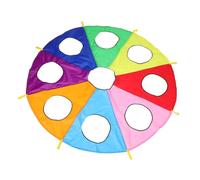 INOOMP Parachute Arc-en-Ciel avec 9 Trous pour La Maternelle Jeu De Taupe en Plein Air Éducation Précoce Équipement De Formation Sensorielle Parent-Enfant Jeu De Taupe pour Les
