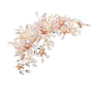 INOOMP Peigne à Cheveux Accessoire Élégant et Sécurisé en Perles et Cristaux Dorés de Mariée Forme Fleur et Feuille pour Coiffures de Mariage et Banquets