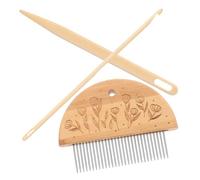 INOOMP Peigne à Dents Larges 29 Dents, Aiguille à Gros Chas 14,5 Cm et Crochet Afghan 4 Mm, Kit Complet pour Tapisserie, Crochet et Artisanat Textile