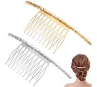 INOOMP Peignes Latéraux Dorés et Argentés Lot de 2 Accessoires pour Cheveux Femme Pince à Cheveux Barrette de Coiffure Simple Usage Quotidien et Soirée