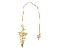 INOOMP Pendentif Conique Creux en Métal Doré Spiralé - Bijou Divinatoire Unisexe - Chaîne de Pendule Métal - Accessoire Ésotérique pour Protection et Contemplation
