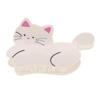 INOOMP Pince à Cheveux Chat en Acétate Blanche Mécanisme Pince Griffe Facile à Utiliser et Forte Tenue pour Femmes et Filles Accessoires Mignons