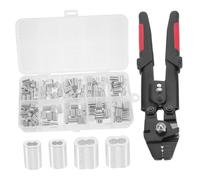 INOOMP Pince à Sertir Câble Inoxydable avec Kit Manchon Aluminium Double Pince de Serrage à Haute Précision pour Câble Acier Manche Antidérapant et Mécanisme Auto-bloquant Accessoire et