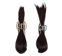 INOOMP Pinces à Cheveux Décoratives pour Chignons Femmes, Lot de 2 Clips Arqué Couleur Or et Argenté, Accessoire pour Chignon Décoiffé, Compatible Cheveux Brun Foncé, Coiffure