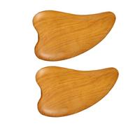 INOOMP Planche à Gratter Bois Naturel Cœur 2 Pièces Outil de Massage Gua Sha Compact Visage Corps Circulation Énergétique Relaxation Détente Musculaire