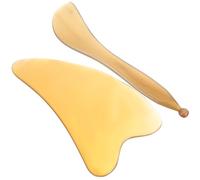 INOOMP Planche de Massage et Bâton de Grattage en Corne de Buffle 2 Pièces, Outil Guasha pour Visage, Améliore Circulation Sanguine, Utilisation à Domicile Institut Plusieurs styles