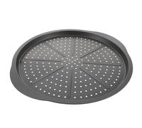 INOOMP Plaque de Cuisson à Pizza Perforée 38 CM en Acier au Carbone Trous et Poignées pour Cuisson Rapide au Four et Démoulage Facile Cuisine