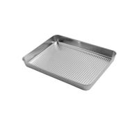 INOOMP Plaque de Cuisson en Acier Inoxydable pour Four et Vapeur | Argenté, Conduction Uniforme et Nettoyage Facile, Moulage Intégré, Résistante aux Températures Élevées et Basses