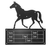 INOOMP Plaque d'identification pour box à chevaux, noire, pour porte | Plaque nominative pour box à cheval, pour identification d'écurie privée, fixation simple sur porte, thème équin,