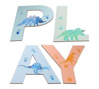 INOOMP Plaques murales suspendues en Bois avec Lettres de Dinosaures, | Panneau suspendu sur le thème des dinosaures, style dessin animé ludique, pour les espaces de jeux, la décoration