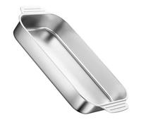 INOOMP Plat à Rôtir Rectangulaire en Acier Inoxydable Argenté, Résistance Haute Température et Répartition Uniforme Chaleur, pour Cuire le Poisson Four