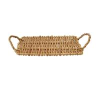 INOOMP Plateau de Service Alimentaire Tressé Double Oreille Plateau Snack Polyvalent pour Maison et Restaurant Résistant et Décoratif