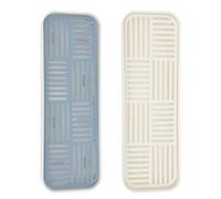 INOOMP Plateau de Service Rectangulaire Double Couche pour Thé Lot 2 Pièces Blanc et Bleu Bac D'égouttage Pratique et Organisateur de Tasses à Thé Maison et Bureau