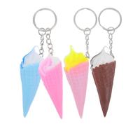 INOOMP Porte-clés 4pcs en Pvc Forme Cône Glacé Réaliste, Léger et Polyvalent pour Paquet à Main, Voiture ou Paquet à Dos Décoratif