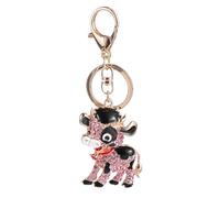 INOOMP Porte-clés Pendentif en Alliage Brillant Forme Vache Rose, Facile à Tenir, Chic et Créatif pour Paquet, pour Fêtes et Présents